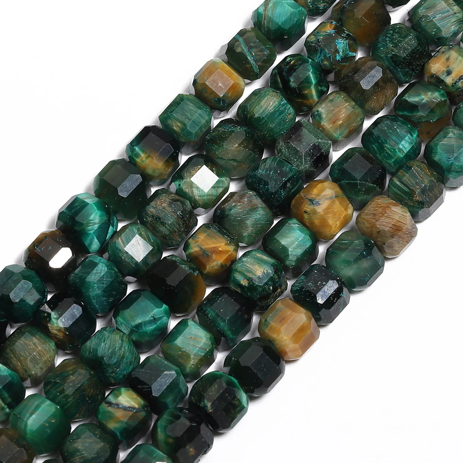 6 мм 8 квадратные бусины из натурального зеленого камня Тигровый глаз граненые