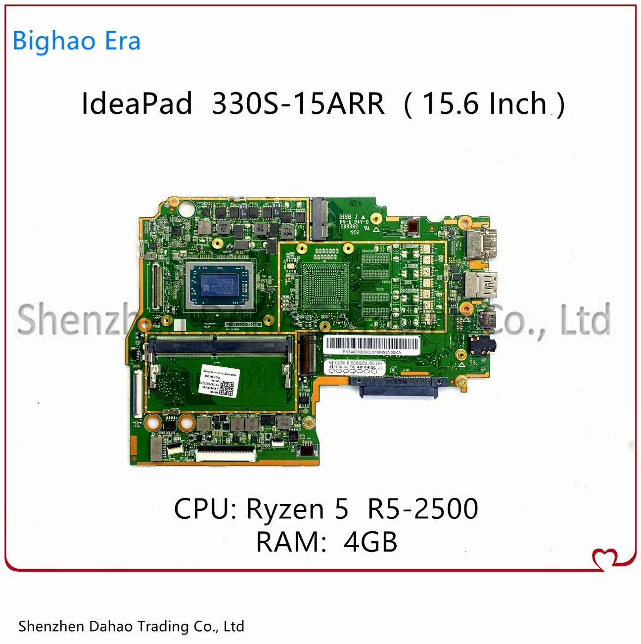 

FRU 5B20R27416 For Lenovo Ideapad 330S-15ARR 330-15ARR Laptop Motherboard With Ryzen 5 R5-2500 CPU 4GB-RAM DDR4 Fully Tested