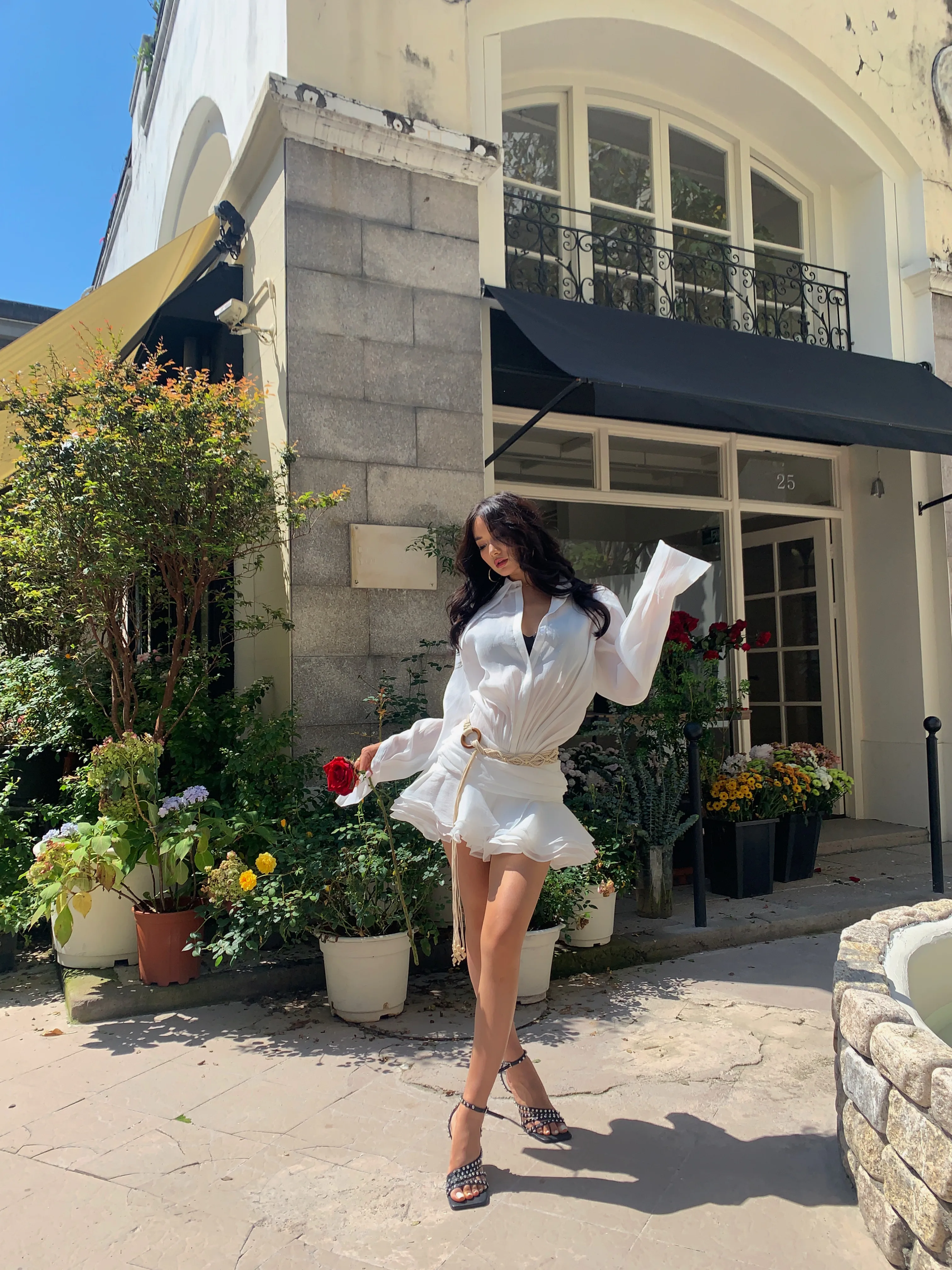 Женское мини платье-рубашка с оборками Renee Melrose