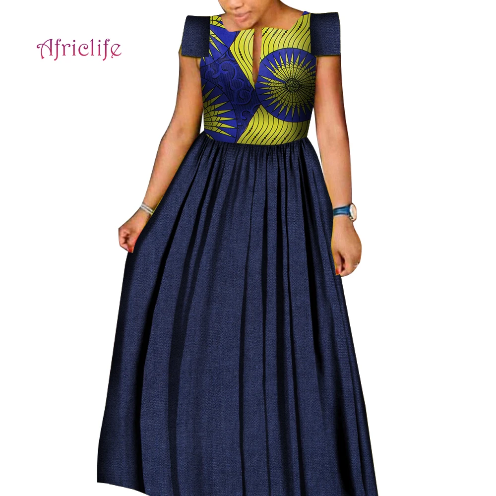 

Deep -V African Pleated Dresses with Beautiful Patterns Sleeveless Fashion Lady Clothing High Waist Women Long Skirt WY6518