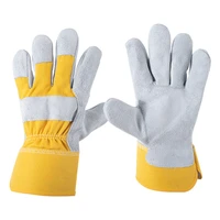 construction gloves two layer cowhide gloves electric welding heat insulation cutting and handling oil proof industrial gloves