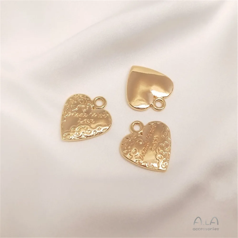 

14K Gold Filled Plated LOVE pendant, European and American retro heart necklace pendant, diy first jewelry pendant