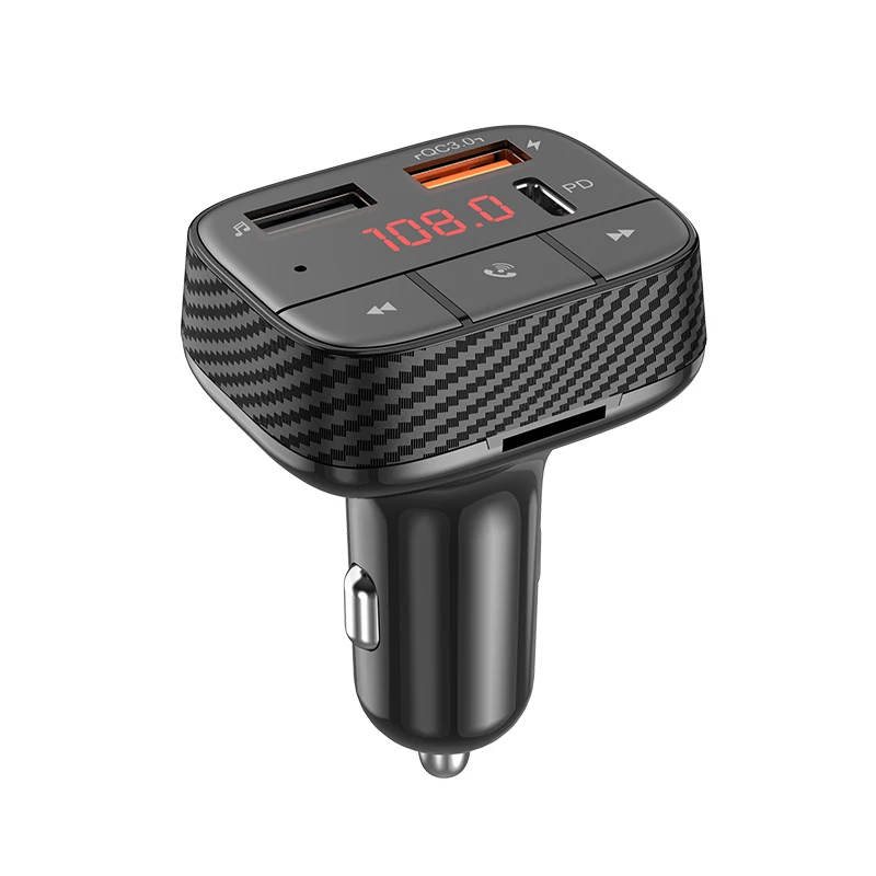 

Car Fm Transmitter Wireless Bluetooth-compatible 5.1 Handsfree Car Kit Dual Usb PD 20W Type C Fast Charger External Microphone