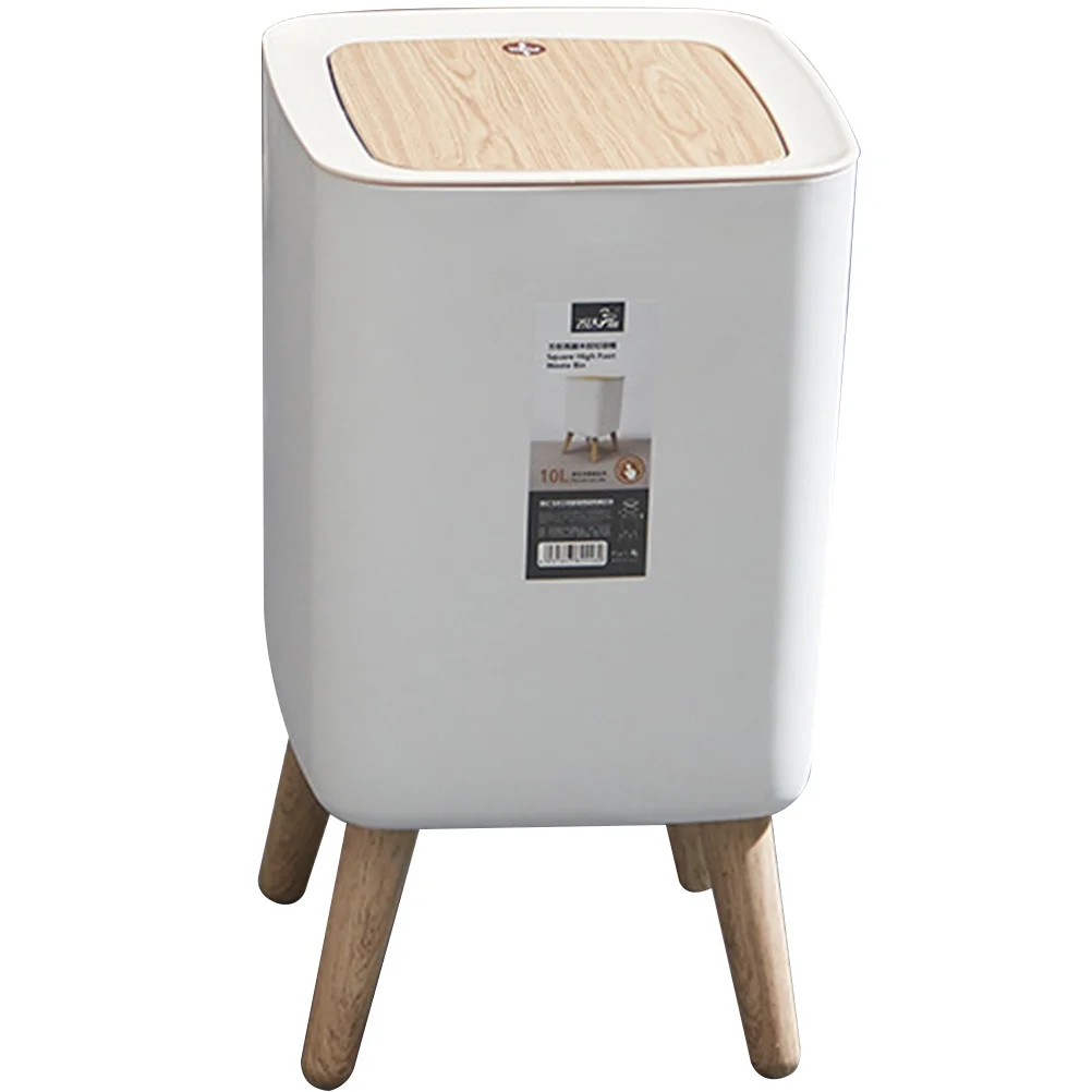 

Wood Grain Home Goods Decor Press-type Household Garbage Plastic Waste Bin Abs Office Bedroom Container