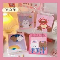 korean cute ins simple cartoon korean girl paper bag portable shopping bag packaging bag gift bag storage bag tutorial bag