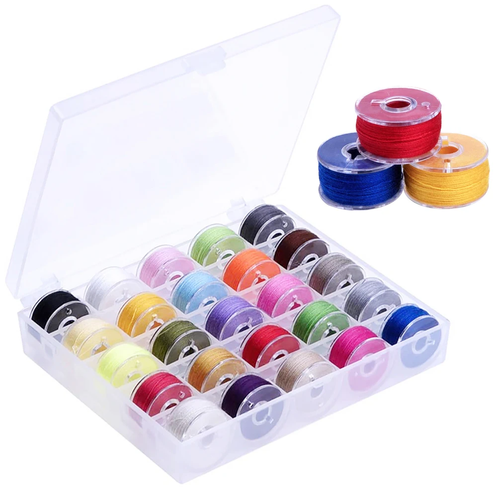 25 шт. пластиковые предварительно намотанные шпули SA156 разных цветов для вышивки и