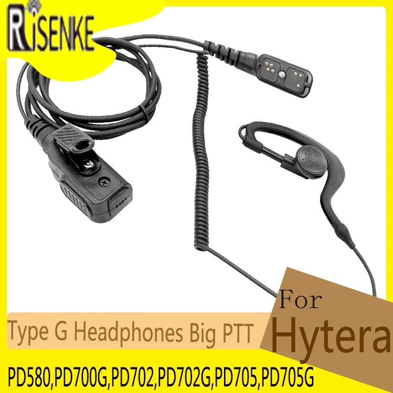 Type G Headphones Big PTT Walkie Talkie Earpiece Headset for Hytera PD580,PD700,PD700G,PD702,PD702G,PD705,PD705G Two Way Radio