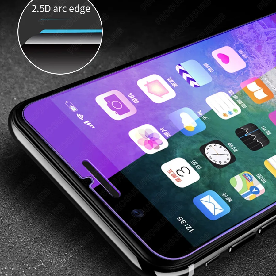 Anti UV Purple Blue Light Fingerprint Tempered Glass For iPhone 14 13 12 11 Pro XS Max XR X 8 7 6 6s Plus Screen Protector Film