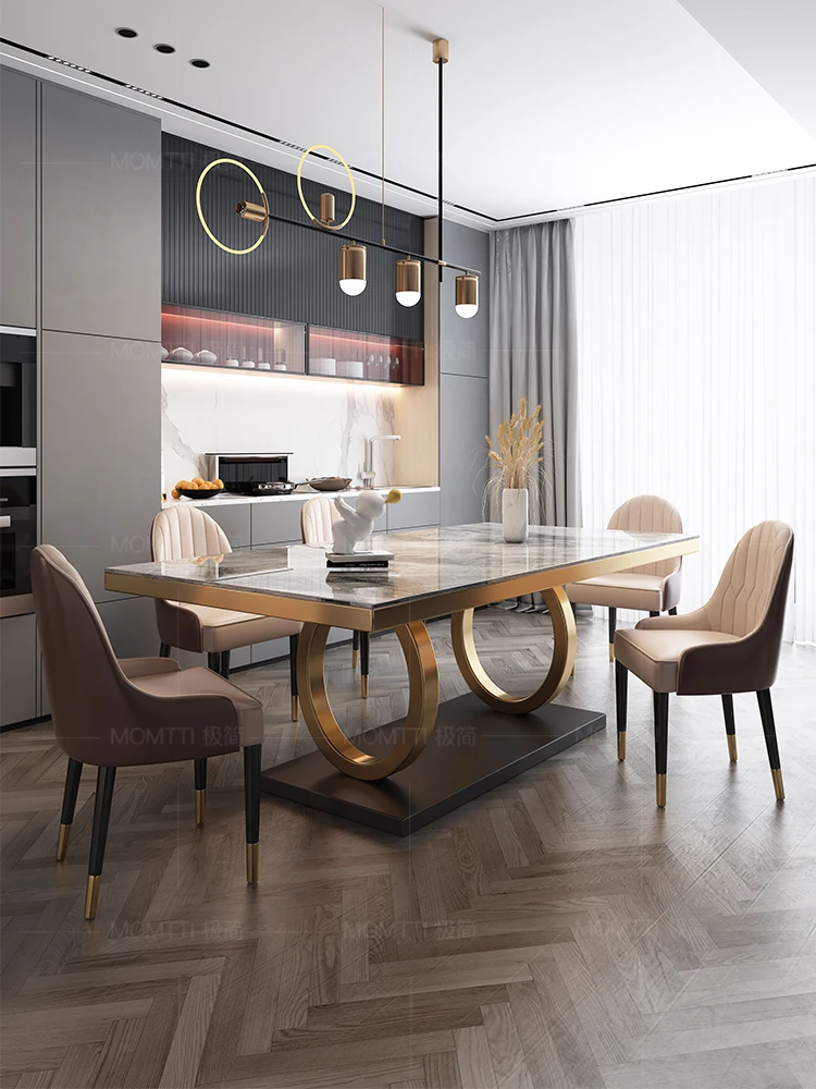 

Роскошный каменный обеденный стол и стул светильник, современный простой импортный высококлассный