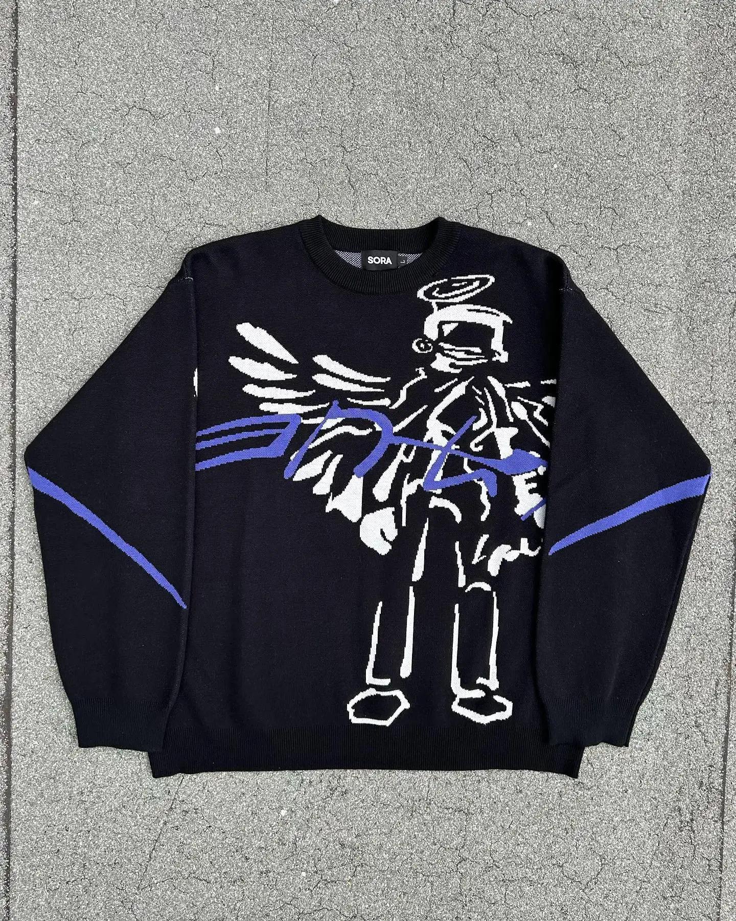 Свитер мужской вязаный в стиле хип-хоп с принтом