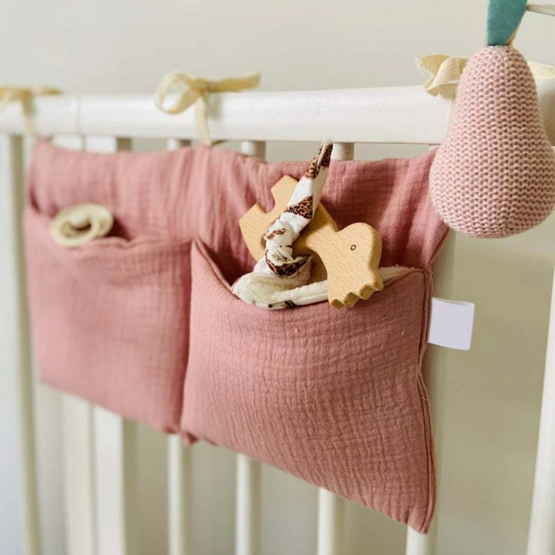 

Bedside Storage Bag Baby Crib Organizer Hanging Bag for Baby Essentials Multi-Purpose Newborn Bed Hanging Diaper Toy Tissue