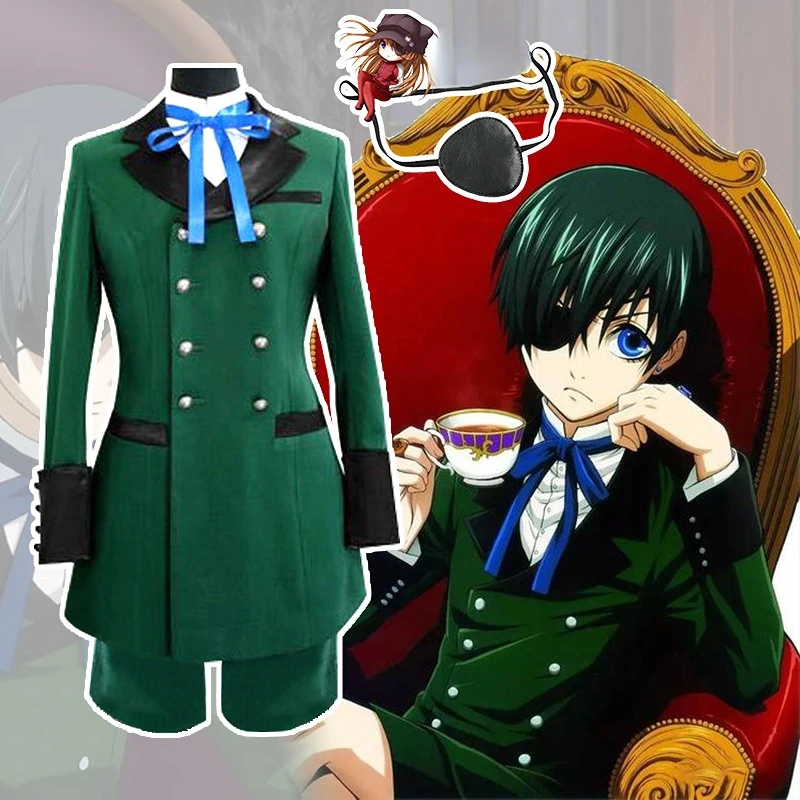 

Anime Black Butler Smile Cosplay Cotume Jacket Pant Coat Shirt Tie Wig Hat Woman Tuxedo Choir Dress Halloween Costume for Women