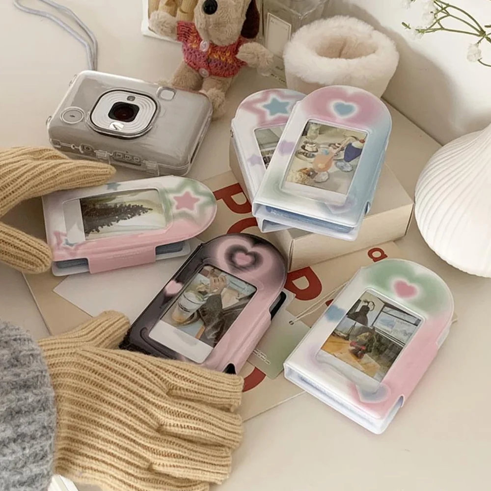 Держатель для фотокарт Y2K с винтажным сердцем и пряжкой квадратный ажурный