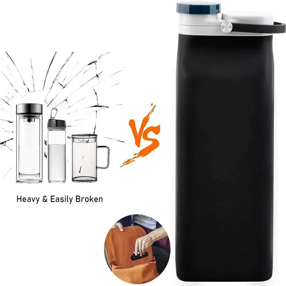 600 мл складные бутылки для воды чашки герметичный клапан складная дорожная