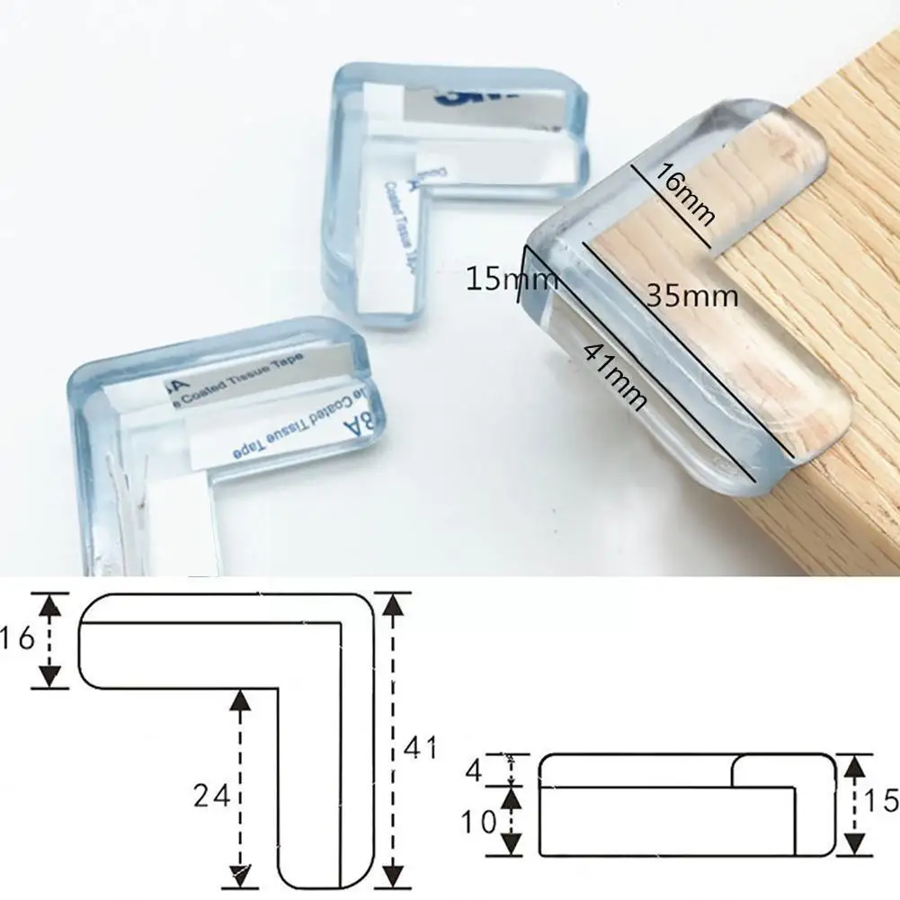 

4pcs Baby Safety Silicone Transparent Protector Anti Cover Table Corner Angle Corner Edge Collision Protecor L3j7