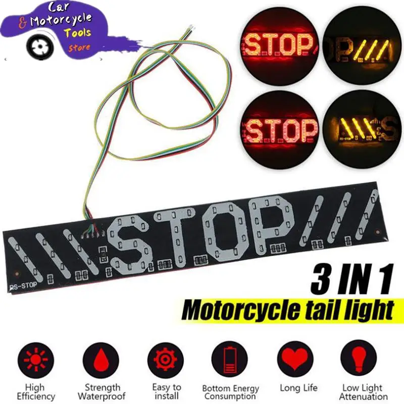 

4LED Universal Motorcycle Stripe Stop Lamp Turning Left/right Waterproof Rear Tail Turn Signal License Plate Light DRL Lamp