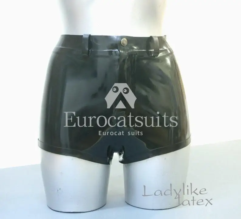 

Latex Rubber Shorts with front zip and press stud fastening sexy latex lingerie rubber bondage erotic bodysuit