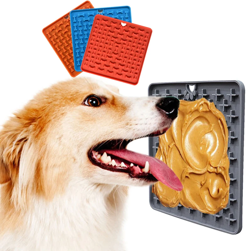 Silicone Licking Pad Pet Dog Lick Pad Bath Peanut Butter Slow Eating Licking Feeder Cats Lickmat Feeding Dog Lick Mat