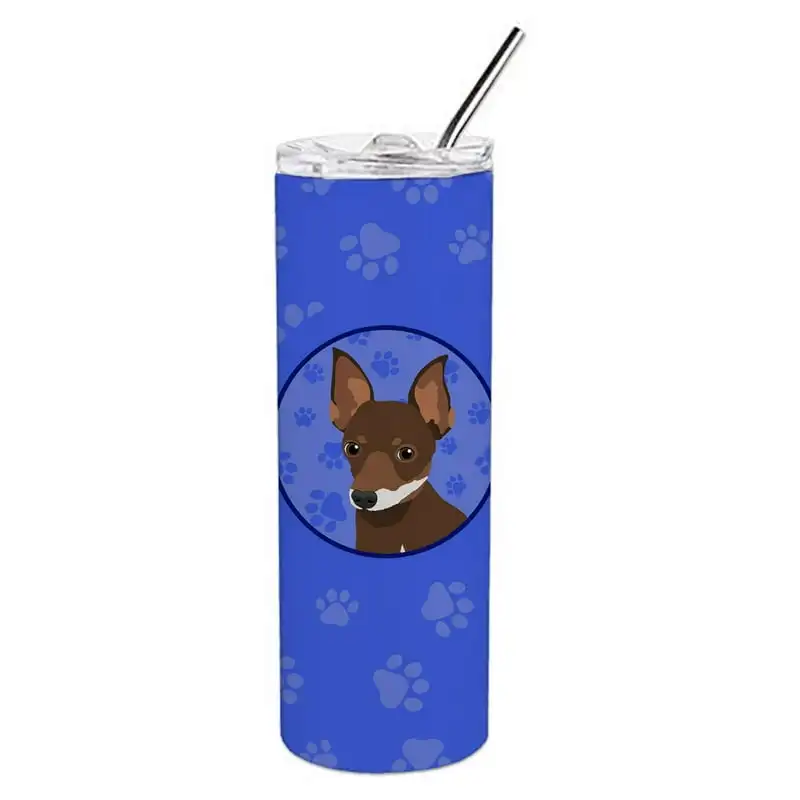 

Treasures WDK1027TBL20 Chihuahua Chocolate and White Design2 Stainless Steel 20 oz Skinny Tumbler, Blue, 20 Wooden box Silicone