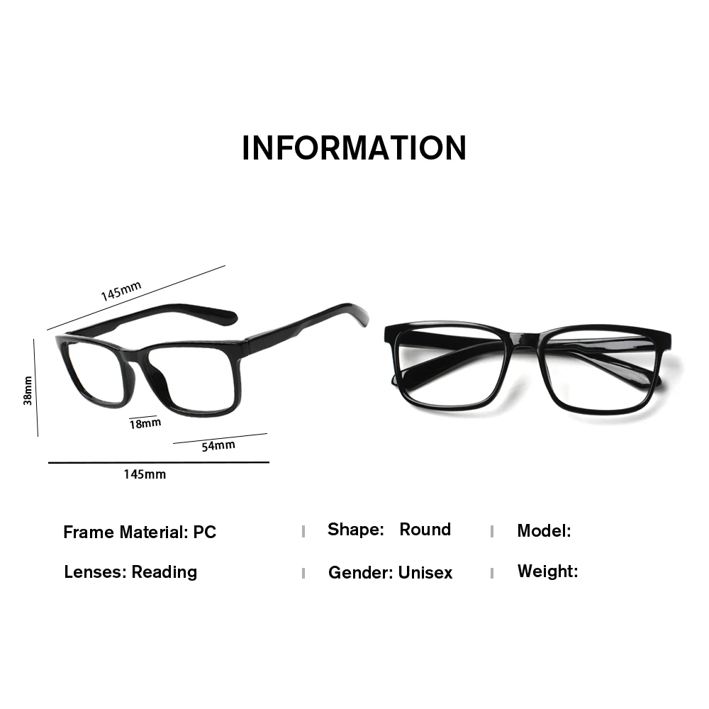 Anti-Blue Light Reading Glasses Women's Men's Fashionable Rectangular Frames High Quality Spring Hinges Prescription Eyewear