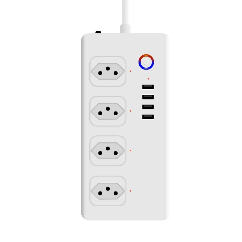 

Tuya WiFi Smart Power Strip With Brazil 4 Plugs 4 USB Ports Timing Voice Control Smart Home Works With Smart Life Via Alexa