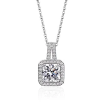 htotoh real moissanite necklace 1 ct 925 silver vvs lab diamond halo pendant necklace for women girls birthday gift jewelry
