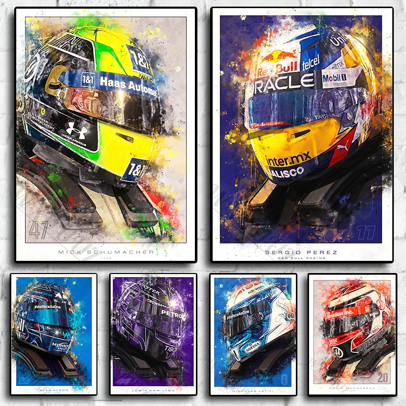 

Постер ФОРМУЛА f1 для автомобильного гоночного шлема для водителя постер для мотоспорта современное домашнее эстетическое украшение высокое качество печать подарочные постеры A437