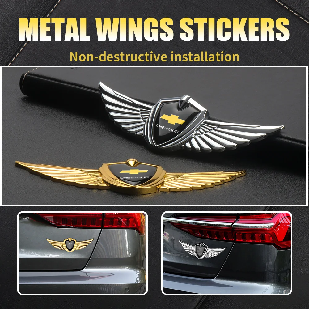 

1 piece 3D Metal Wings Car Styling Side Mark Window Body Sticker Decals For Chevrolet Cruze Lacetti Captiva SS Z71 Equinox Trax