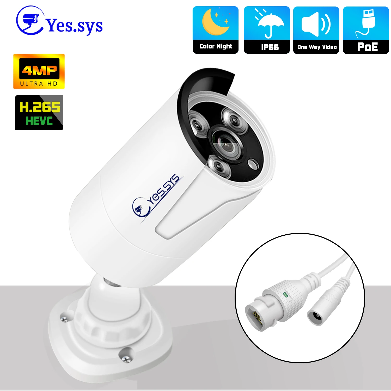 

IP-камера видеонаблюдения, 4 МП, POE, ONVIF, H.265