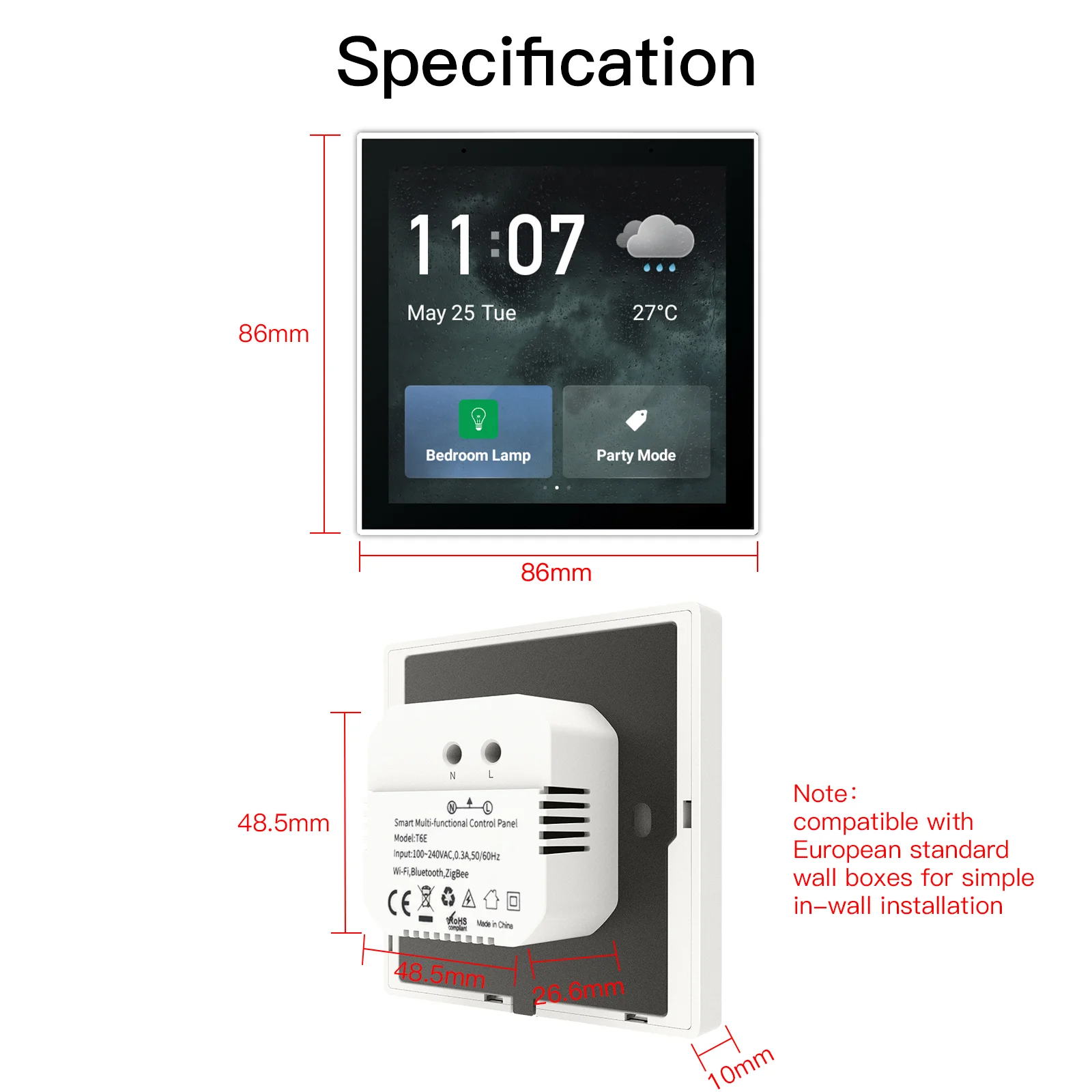 Tuya Smart Home Multi-functional Touch Screen Control Panel 4/6 inches Central Control for Intelligent Scenes Smart Tuya Devices