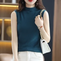 spring and summer new round neck sleeveless vest womens thin loose and foreign style knitted bottoming shirt top womens