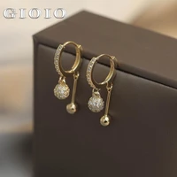 2022 new arrival trendy geometric simple tassel zircon ball dangle earrings for women fashion elegant metal jewelry gifts