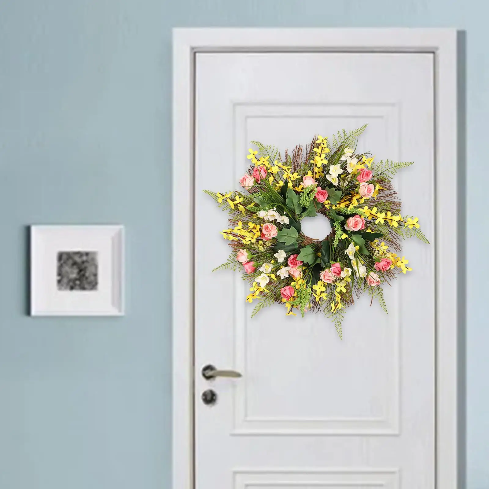 

Winter Wreath Spring Easter Green Leaves for Front Door Door Hanging Wreath