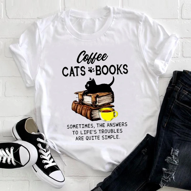 

Women Cute Cat Pet Cartoon Letters 90s Clothing 2021 Funny Printing Clothes Print Tshirt Female Tee Top Ladies Graphic T-shirt