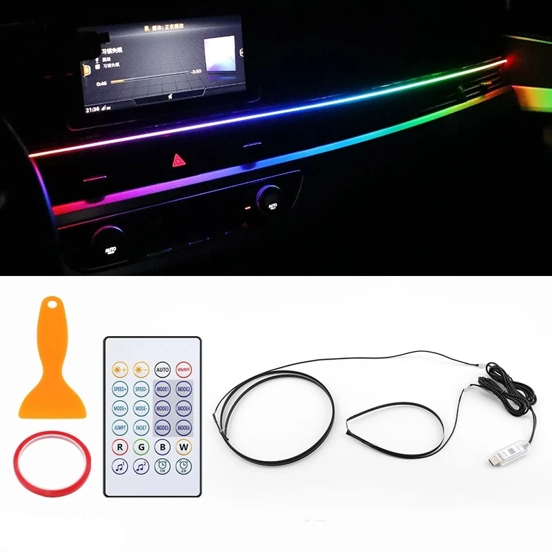 

RGB Красочная Светодиодная Подсветка Салона Автомобиля, Питание От USB, Скрытая Установка, Дистанционное Управление