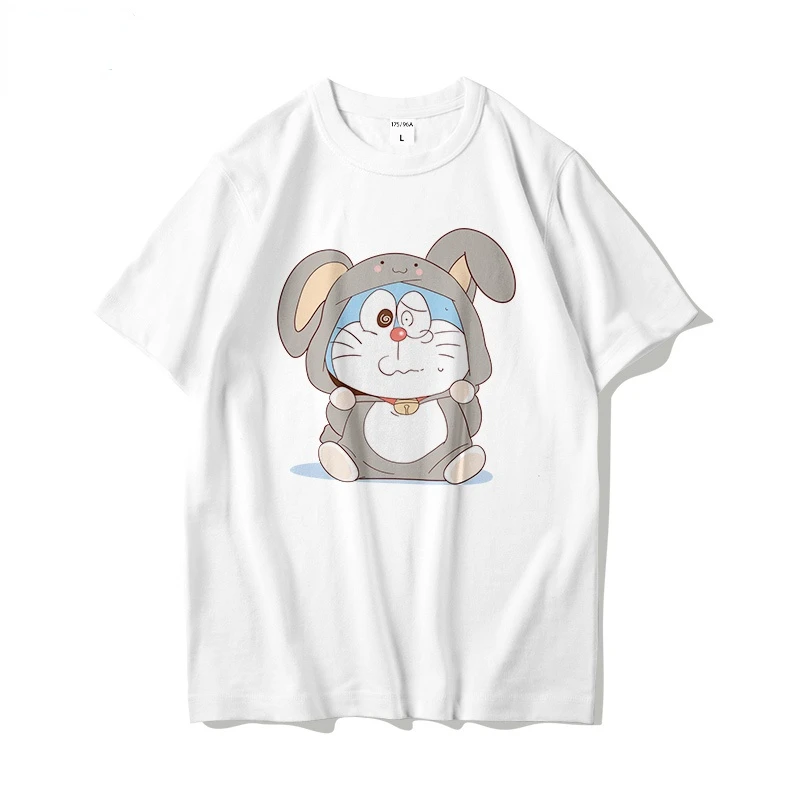 

Doraemon Couple Wear Short-sleeved T-shirt Men and Women Summer Cartoon Cute Jingle Cat Student Class Service Graphic Tee