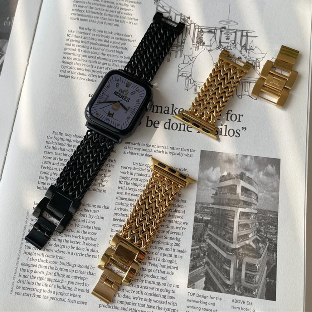 Suitable For Apple Watch Strap Series Ultra 8 7 6 5 4 3 2 1 SE 38mm 40mm 41mm 42mm 44mm 45mm 49mm Women And Men, Stainless Steel