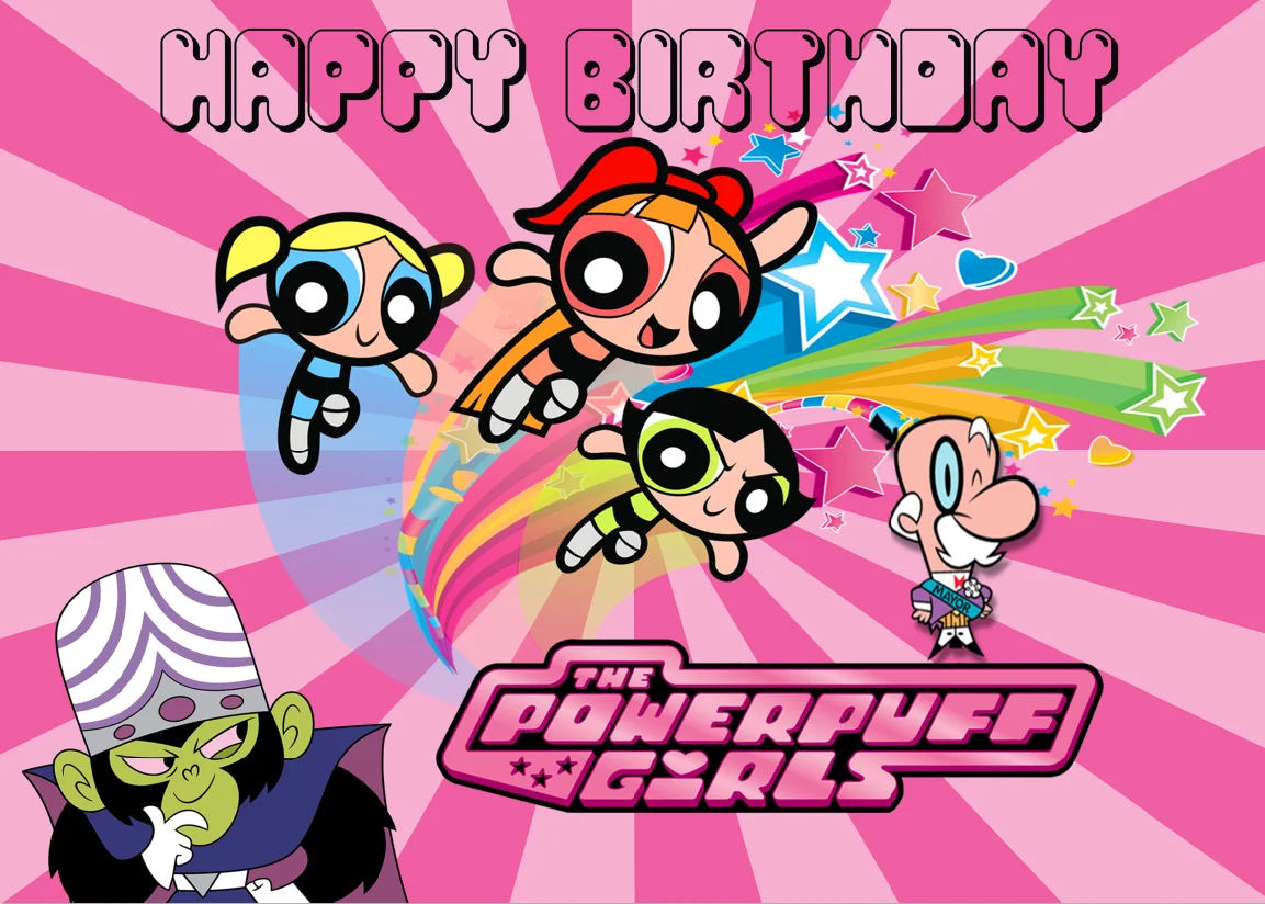 

7x5FT Personalized Power Girls Happy Birthday Party Custom Photo Studio Background Backdrop Vinyl 220cm X 150cm