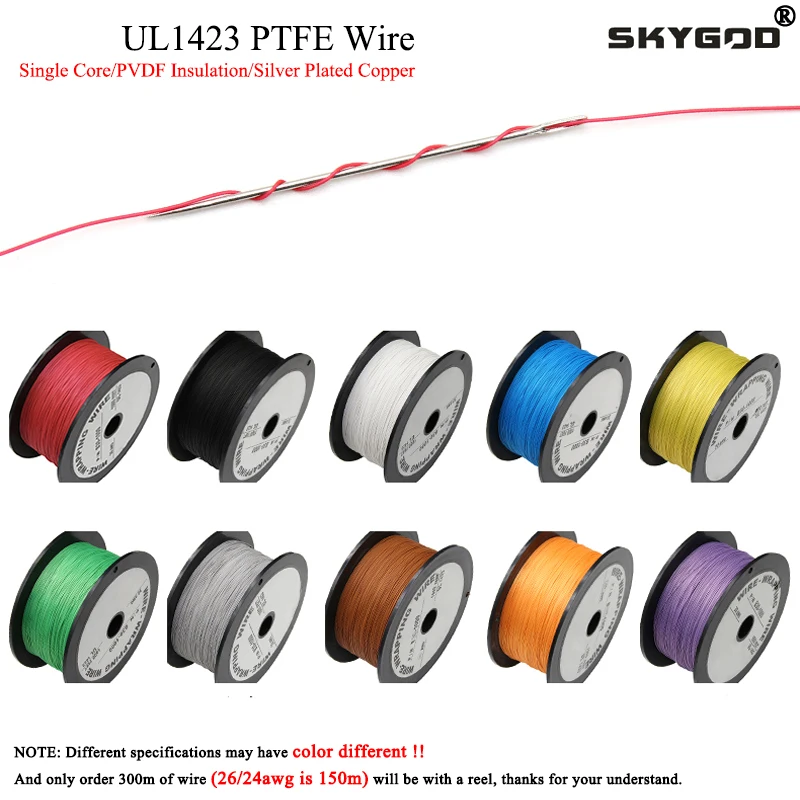 5/10/50 м UL1423 провод PTFE Посеребренная медь 38/36/34/30/28/26awg высокотемпературный электронный Одножильный Кабель Micro Fine Core