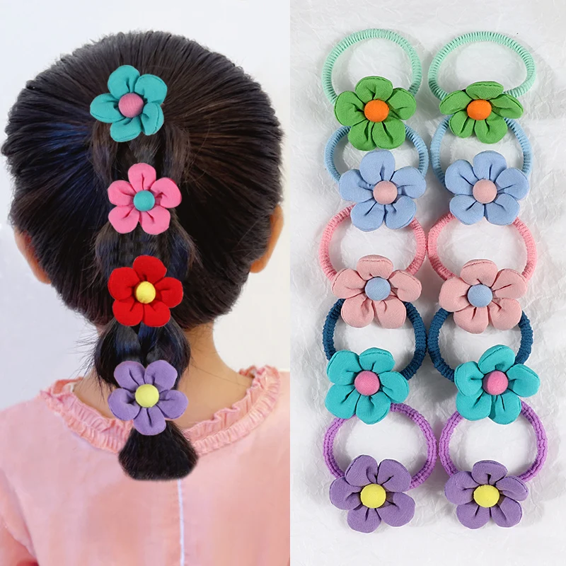 

New Girls Candy Color flowers Hair Bands Child Elastic Rubber Band Headbands Barrettes Hair Accessorie Kids Cute Scrunchie Gift