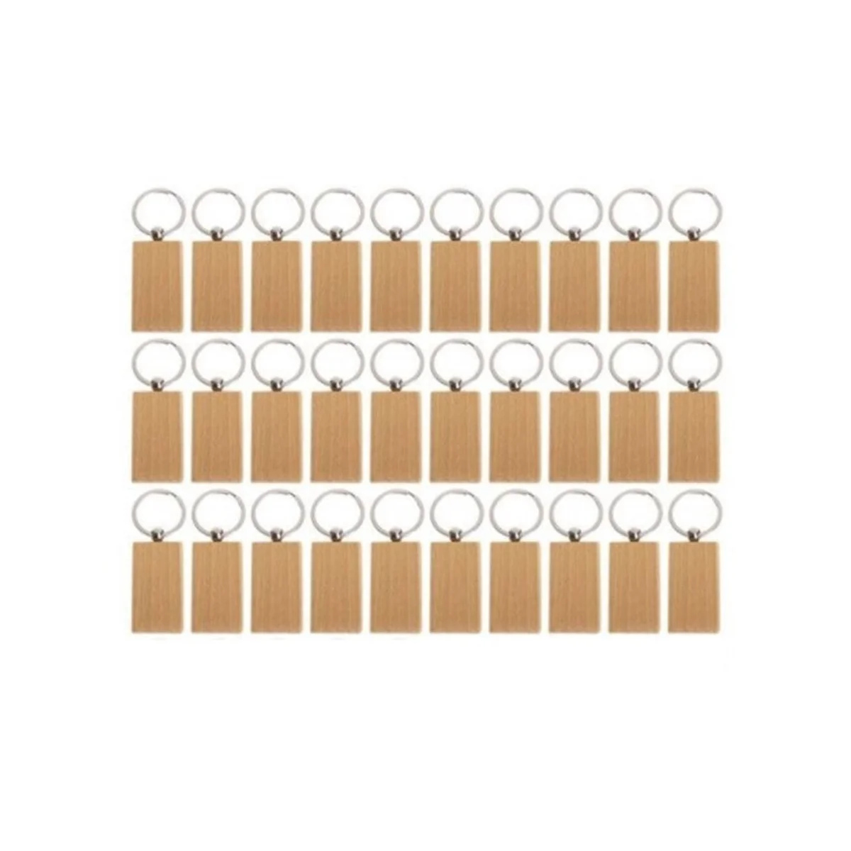 

30 Pcs Blank Wooden Keychain Rectangular Engraving Key Diy Wood Keychains Key Tags Can Diy Gifts