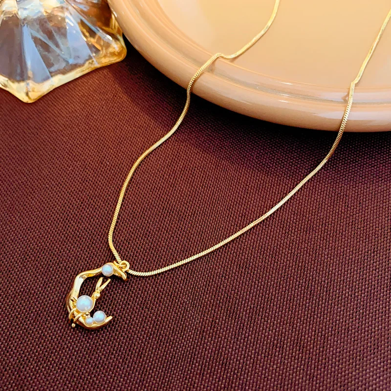 

Женское Ожерелье-чокер из жемчуга с Луной и нефритом