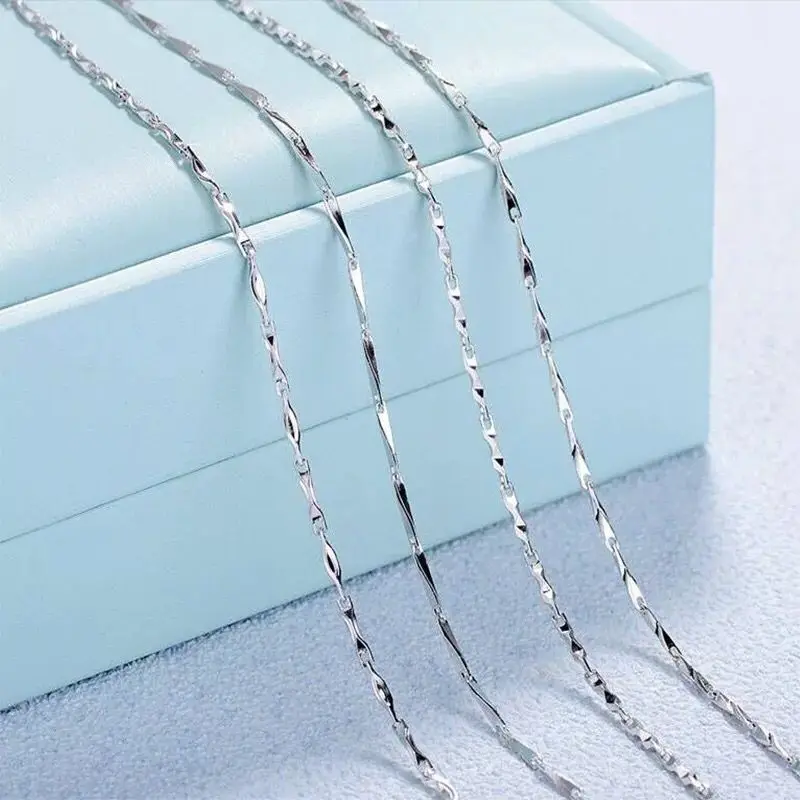 

Genuine Simple 925 Silver Necklace for Women Box Chain Fading Gypsophila Necklaces Clavicle Chain Not Fade High Jewelry Gifts
