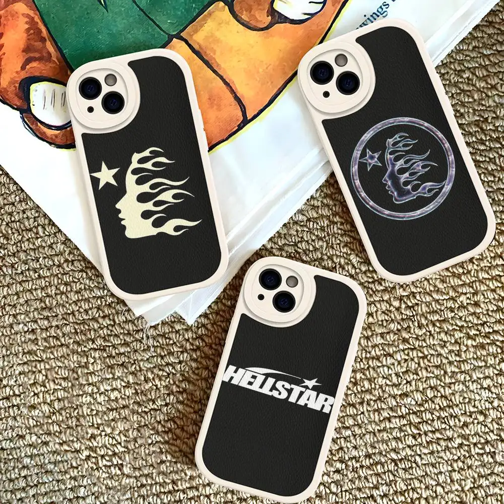 Фото Модный кожаный мягкий чехол H-HellstarS с логотипом для iPhone 16 15 14 13 12 11 Pro Max Plus №3