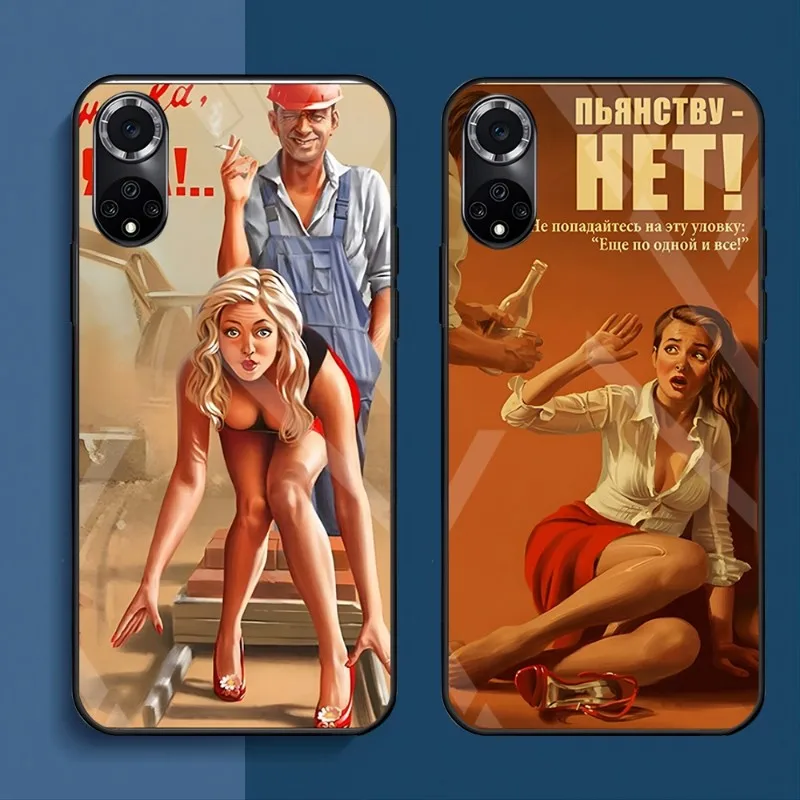 Чехол для телефона Reall WW2 с изображением девушки, из закаленного стекла, для Huawei P 10 20 30 40 Pro Plus 50 9 2019 2021 Smart Plus