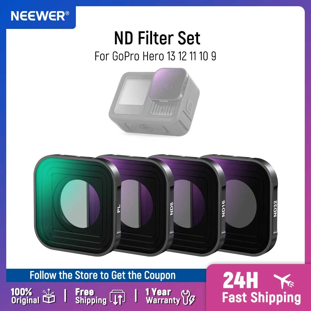 Фото Фильтр NEEWER CPL ND для GoPro Hero 13 12 11 10 9 HD, мультиварный тонкий круглый поляризатор нейтральной плотности, фильтры для экшн-камеры №1