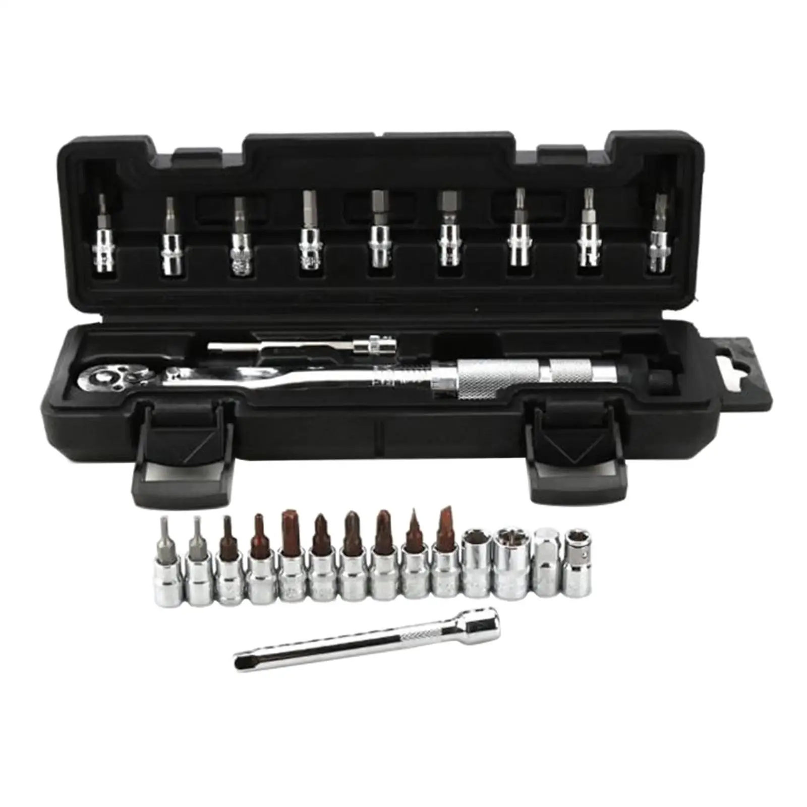 

26 Piece 1/4" Bicycle Wrench Set,.m Cycling Socket Tools Kits with 1/4" to 3/8" Adapter, Extension Storage Box
