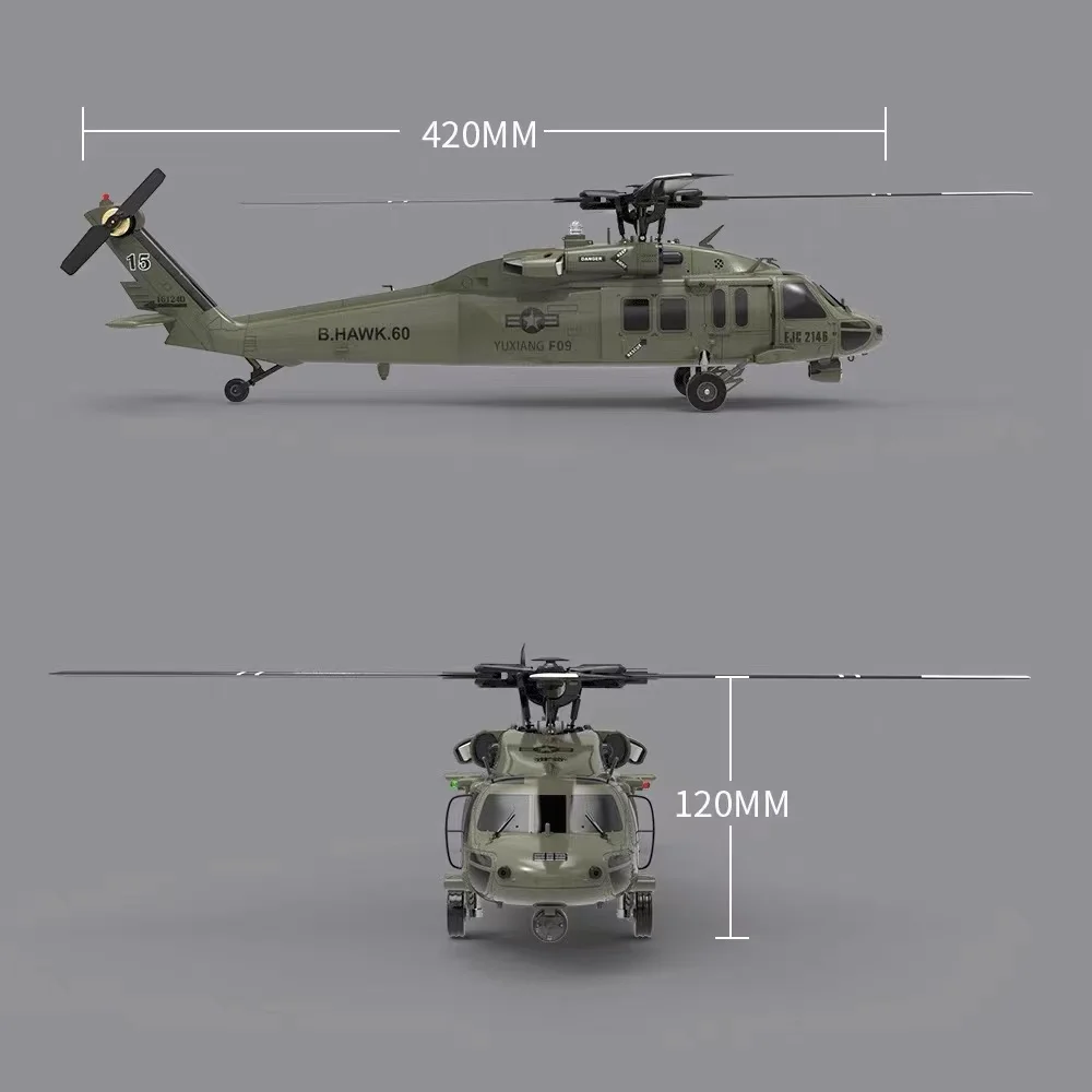 F09 6-осевой Радиоуправляемый вертолет с высокой имитацией 1:47 масштаб UH60-Black Hawk