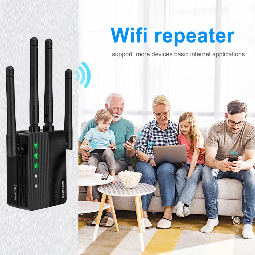 

Усилитель сигнала Wi-Fi, 1200 Мбит/с, 2,4/5,8 ГГц, 4 внешних антенны