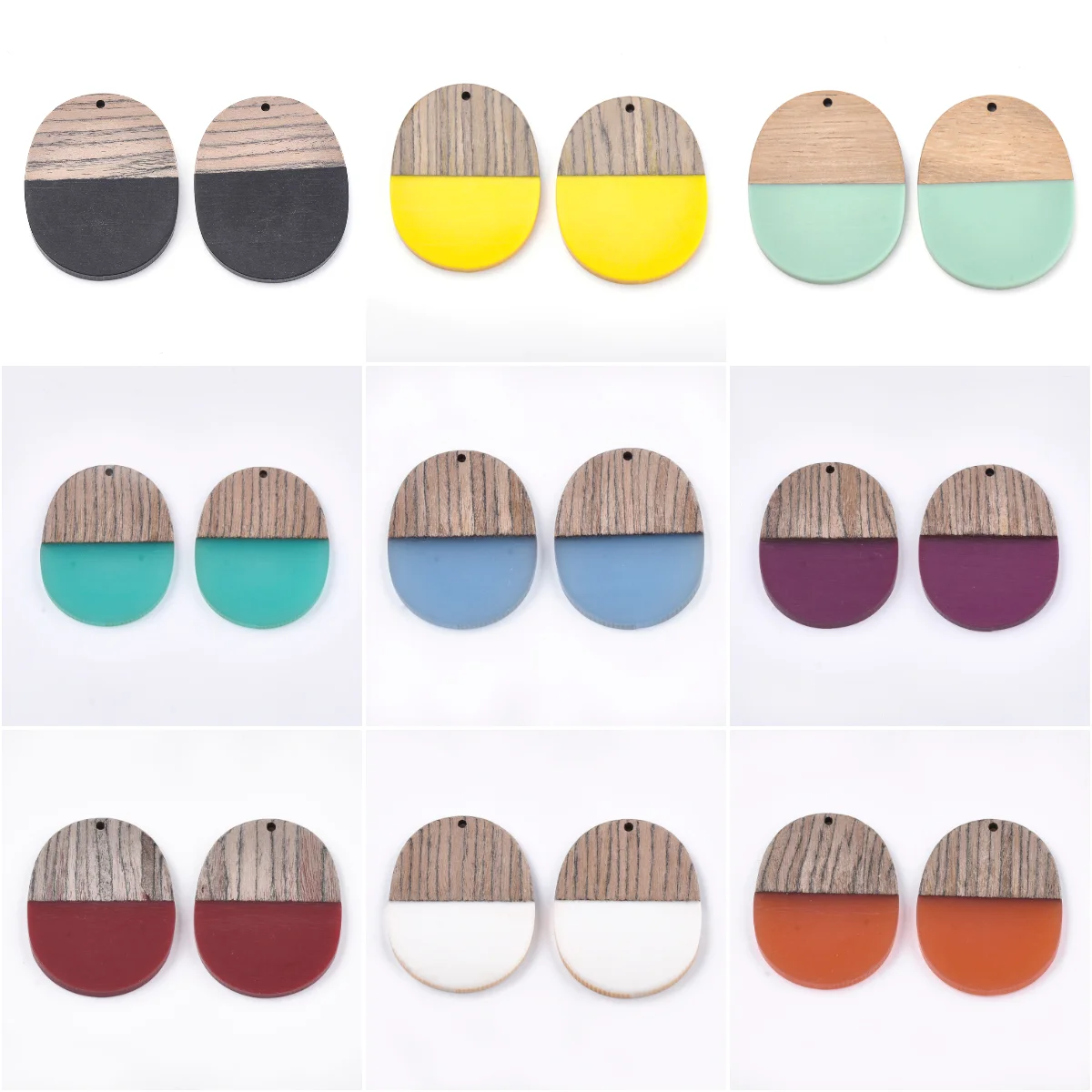 30 шт. подвески из смолы и венге овальные деревянные с эффектом для винтажных